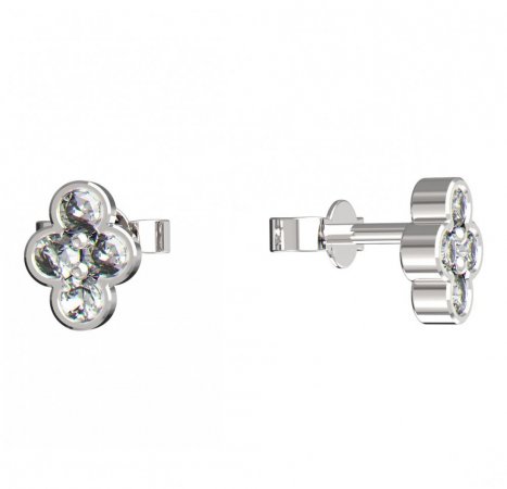 BeKid, Gold kids earrings -295 - Switching on: Puzeta, Metal: White gold 585, Stone: White cubic zircon