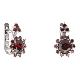 BG náušnice kruhováho tvaru 511-87 Stříbro 925 - rhodium Granát