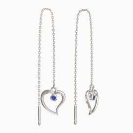 Bg náušnice srdíčko 1267 Bílé zlato - 585 Tmavě modrý kubický zirkon