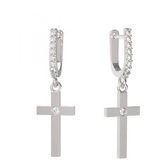 BG zlaté  náušnice křížek 1103 Bílé zlato - 585 Diamant