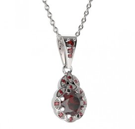BG přívěs kulatý 991-2 Stříbro 925 - rhodium Granát