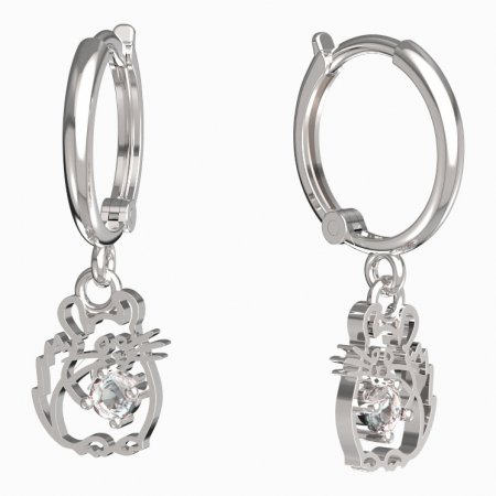 BeKid, Gold kids earrings -1192 - Switching on: Circles 12 mm, Metal: White gold 585, Stone: White cubic zircon