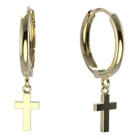 BG zlaté náušnice křížek 1105 Žluté zlato - 585