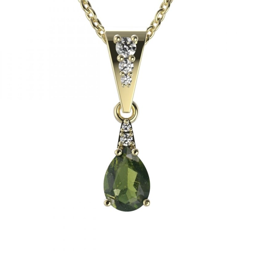 BG přívěs vsazen vltavín  623 Žluté zlato - 585 Vltavín a diamant