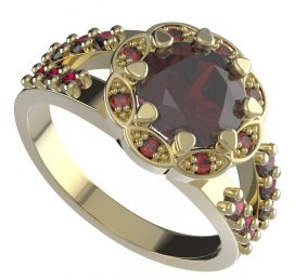 BG prsten kulatý 993-Y Stříbro 925 - pozlacené Granát