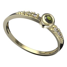 BG vltavínový prsten 550D Žluté zlato - 585 Vltavín a diamant