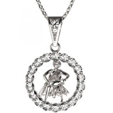 BG zlatý diamantový přívěšek Vodnář 044 Bílé zlato - 585 Diamant lab-grown