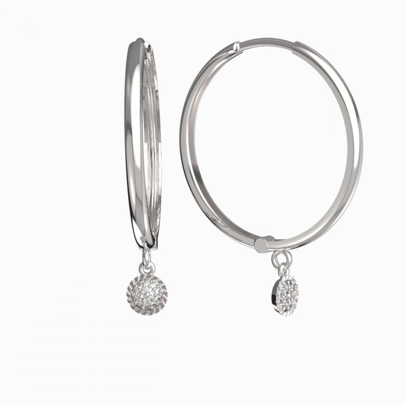 BG zlaté náušnice 1363 Bílé zlato - 585 Diamant