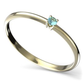 BG zlatý prstýnek 903 Žluté zlato - 585 Světle modrý kubický zirkon