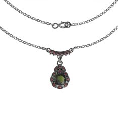 BG náhrdelník 991 Stříbro 925 - ruthenium (30-90dní) Vltavín a granát