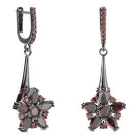 BG náušnice ve tvaru hvězdy 521-C91 Stříbro 925 - ruthenium (30-90dní) Granát