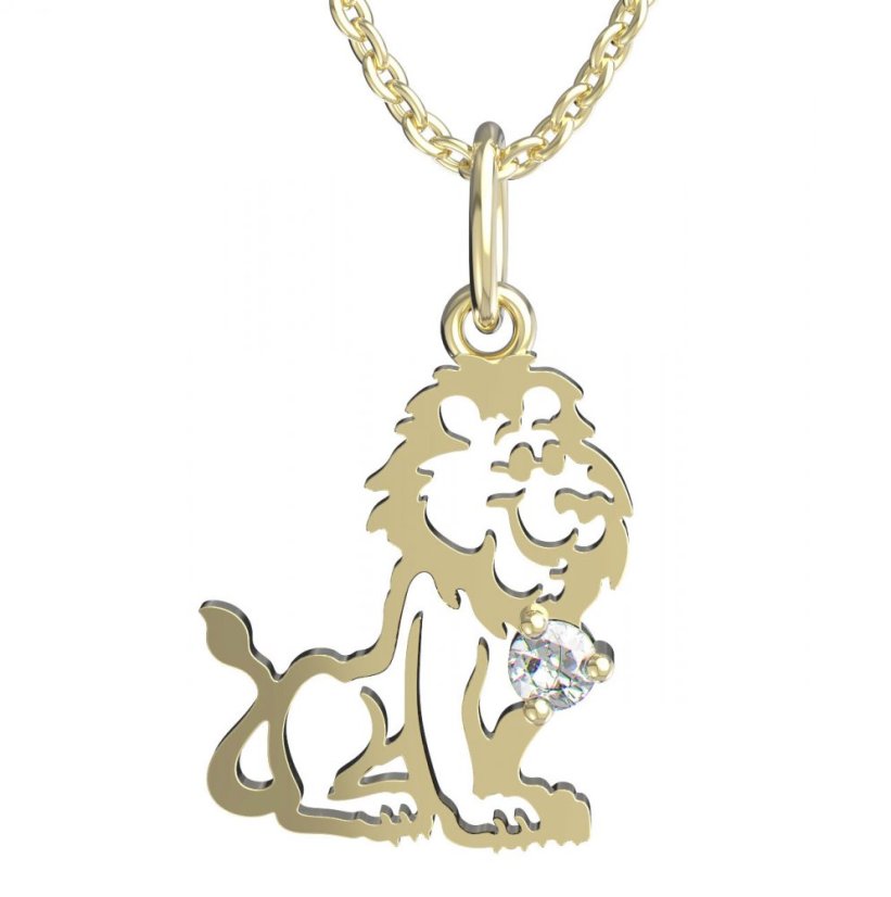 BeKid dětský přívěšek lev 1191 Žluté zlato - 585 Diamant