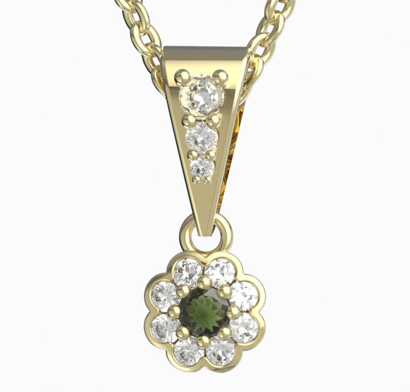 BG vltavín přívěšek 552 Žluté zlato - 585 Vltavín a diamant