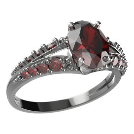 BG prsten s oválným kamenem 478-G Stříbro 925 - ruthenium (30-90dní) Granát