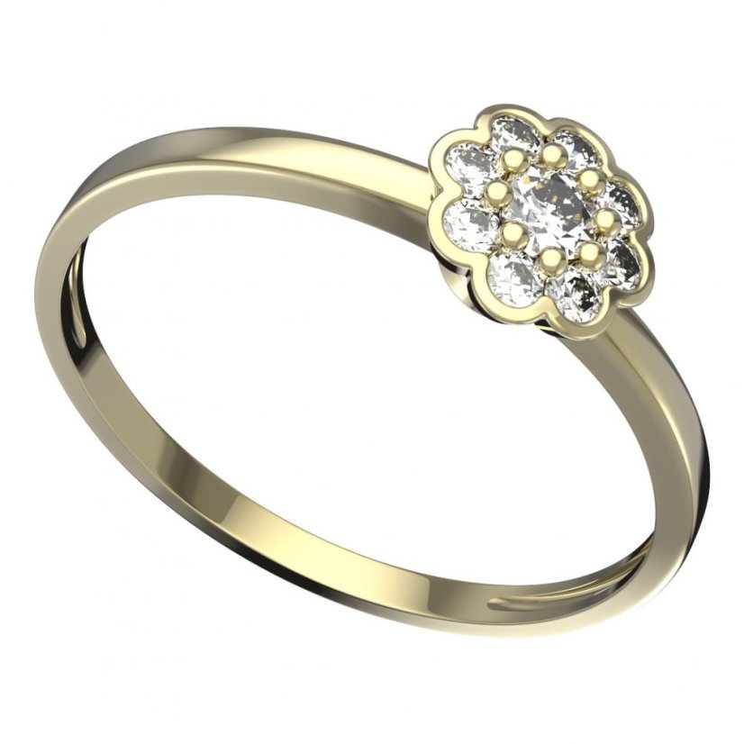 BG zlatý prstýnek 552 C Žluté zlato - 585 Diamant