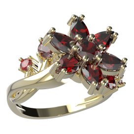 BG prsten ve tvaru hvězdym 520-P Stříbro 925 - pozlacené Granát