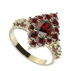 BG prsten oválný 422-X Stříbro 925 - pozlacené Granát