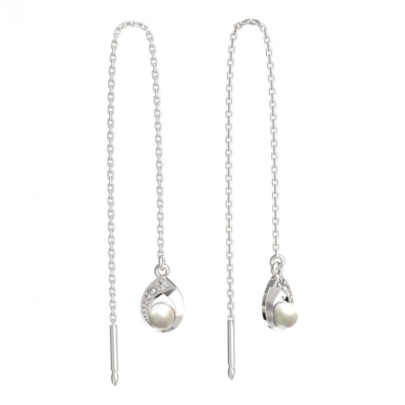 BeKid dětské náušnice 1242 s bílou perlou Bílé zlato - 585 Diamant