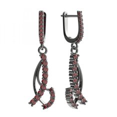 BG náušnice osázené kameny   501-91 Stříbro 925 - ruthenium (30-90dní) Granát