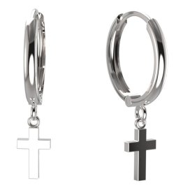 BG zlaté náušnice křížek 1105 Bílé zlato - 585