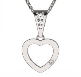 BG zlatý diamantový přívěšek srdíčko 1554 Bílé zlato - 585 Diamant lab-grown