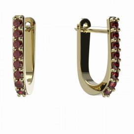 BG náušnice s českým granátem  91 Žluté zlato - 585 Granát