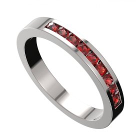 BG zlatý prstýnek 655 Bílé zlato - 585 Červený kubický zirkon