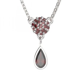 BG náhrdelník vsazeny kameny : vltavín a granát  255K Bílé zlato - 585 Granát