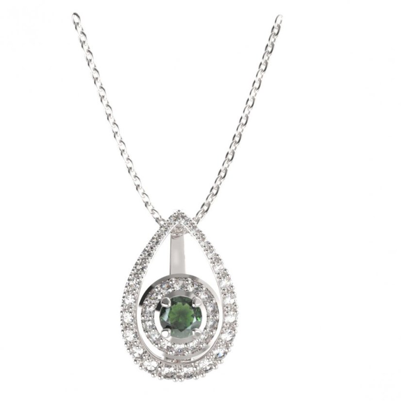 BG přívěs kruhového tvaru 541-90 Stříbro 925 - rhodium Vltavín a  kubický zirkon