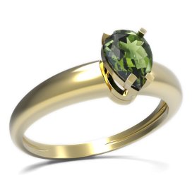 BG prsten s kapkovitým kamenem 495-I Žluté zlato - 585 Vltavín