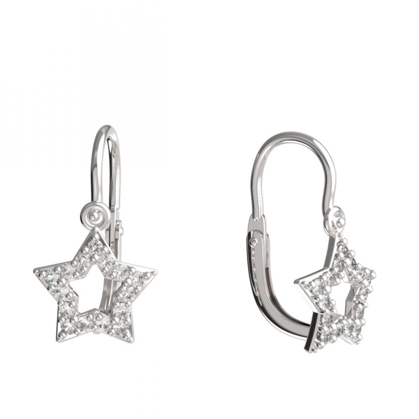 BeKid dětské náušnice hvězdička 826 Bílé zlato - 585 Diamant