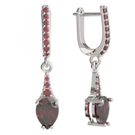 BG náušnice s kapkovitým kamenem 637 Stříbro 925 - rhodium Granát
