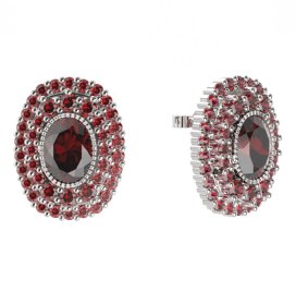 BG náušnice ovál -  251 Stříbro 925 - rhodium Granát