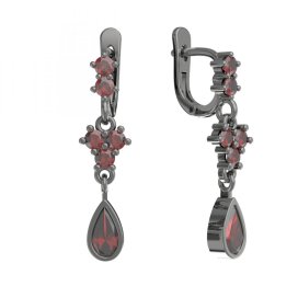 BG náušnice s přírodním granátem z Čech  253-27 Stříbro 925 - ruthenium (30-90dní) Granát