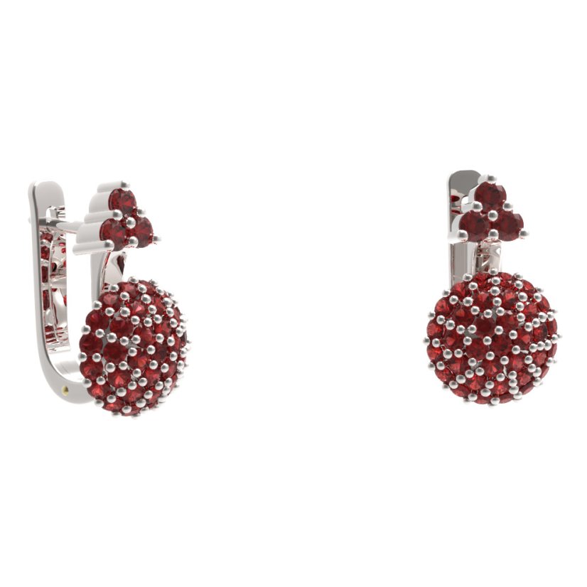 BG náušnice sférického tvaru 534-87 Stříbro 925 - rhodium Granát