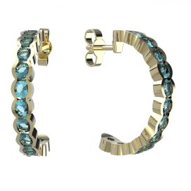 BG zlaté náušnice 458 Žluté zlato - 585 Světle modrý kubický zirkon