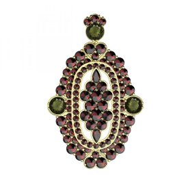 BG brož 348 Žluté zlato - 585 Vltavín a granát