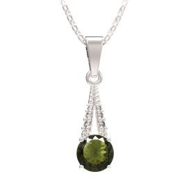 BG přívěs kruhového tvaru 473-G Stříbro 925 - rhodium Vltavín a kubický zirkon