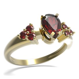 BG prsten s kapkovitým kamenem 495-U Stříbro 925 - pozlacené Granát
