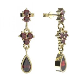 BG náušnice s přírodním granátem z Čech  253 Stříbro 925 - pozlacené Granát