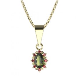 BG přívěs oválný 953-0 Žluté zlato - 585 Vltavín a granát