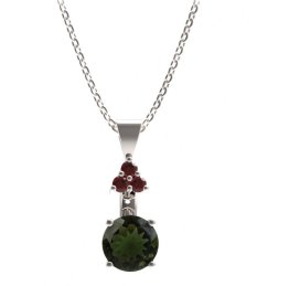 BG přívěs kruhového tvaru 474-87 Stříbro 925 - rhodium Vltavín a granát