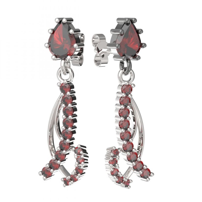 BG náušnice osázené kameny   501-53 Stříbro 925 - rhodium Granát
