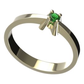 BG zlatý prstýnek 770 Žluté zlato - 585 Zelený kubický zirkon