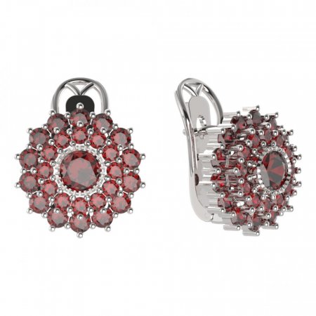 BG  earring 004-R7 circular - Metal: Silver 925 - rhodium, Stone: Garnet
