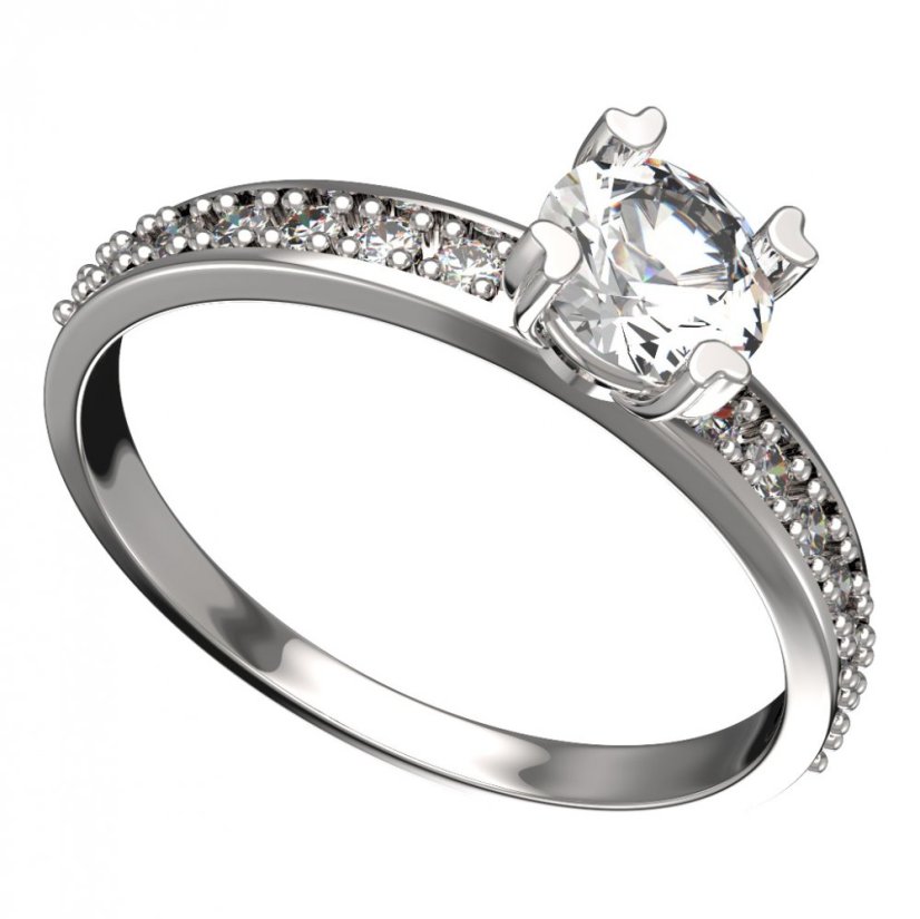 BG zlatý prstýnek 885 E Bílé zlato - 585 Diamant