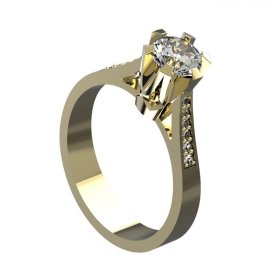 BG zlatý prsten 666a/ zásnubní / Žluté zlato - 585 Diamant