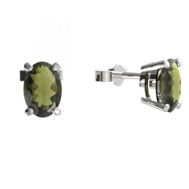 BG náušnice přírodní broušený granát   711. Stříbro 925 - rhodium Vltavín