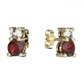 BG zlaté náušnice 746 Žluté zlato - 585 Červený kubický zirkon