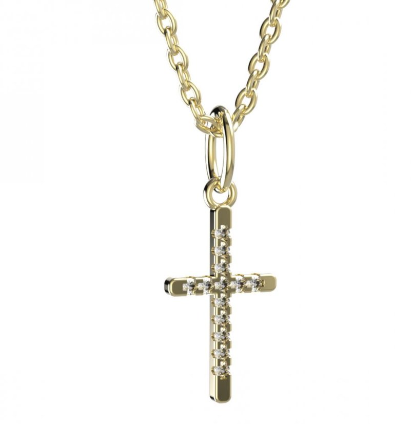 BeKid dětský přívěšek křížek 1107 Žluté zlato - 585 Diamant
